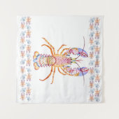 Roze en Blauwe Kreeft Wandkleed (Voorkant (horizontaal))