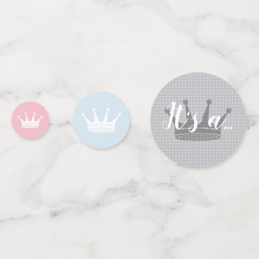 Roze en Blauwe Kroon Genderonthullende Partij Confetti (Voorkanten)