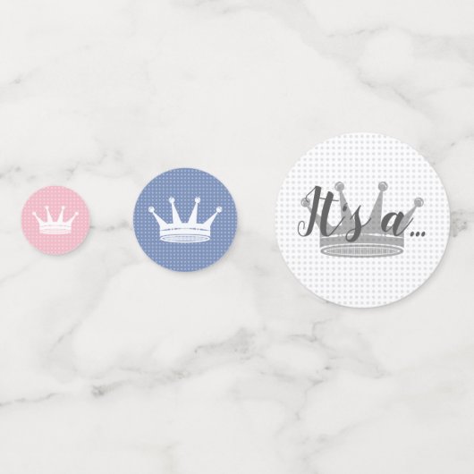 Roze en Blauwe Kroon Genderonthullende Partij Confetti (Voorkanten)