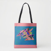Roze en blauwe kunst ontwerp patterned tote bag (Voorkant)
