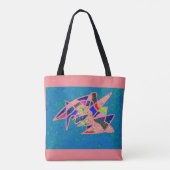 Roze en blauwe kunst ontwerp patterned tote bag (Achterkant)