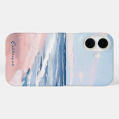 Roze en Blauwe Kust Strand Gouache Art Case-Mate iPhone Case (Achterkant (horizontaal))