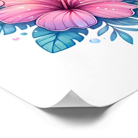 Roze en Blauwe Kustkunst Poster (Hoek)