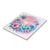  Roze en Blauwe Kustkunst Tegeltje (Zijkant)