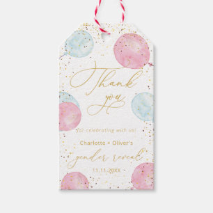 Roze en blauwe Labels onthullen van partijcadeautj Cadeaulabel