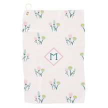 roze en blauwe lentebloemen Monogram