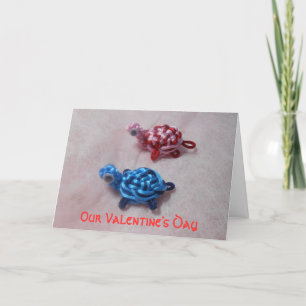 roze en blauwe leuke schildpadden feestdagen kaart