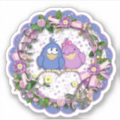 Roze en Blauwe Liefdesvogels Uitknipbare Sticker D (Voorkant)