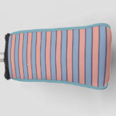 Roze en blauwe lijn strepen patroon golfheadcover (Voorkant)