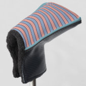 Roze en blauwe lijn strepen patroon golfheadcover (3/4 voorkant)