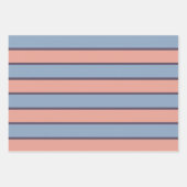 Roze en blauwe lijn strepen patroon inpakpapier vel (Voorkant 3)