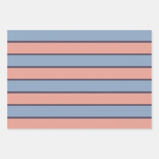 Roze en blauwe lijn strepen patroon inpakpapier vel (Voorkant 3)