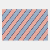 Roze en blauwe lijn strepen patroon inpakpapier vel (Voorkant 2)