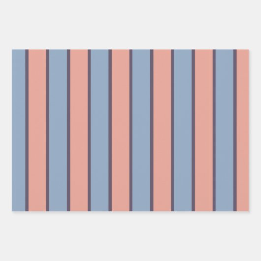 Roze en blauwe lijn strepen patroon inpakpapier vel (Voorkant)