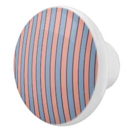 Roze en blauwe lijn strepen patroon keramische knop