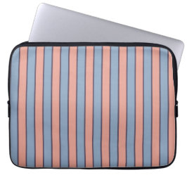 Roze en blauwe lijn strepen patroon laptop sleeve