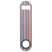 Roze en blauwe lijn strepen patroon speed flessenopener (Achterkant)
