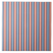 Roze en blauwe lijn strepen patroon tegeltje (Voorkant)