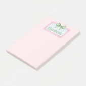Roze en blauwe lijst met groene geruite strik post-it® notes (Schuin)