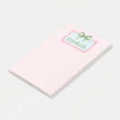 Roze en blauwe lijst met groene geruite strik post-it® notes (Schuin)