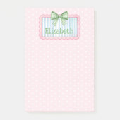 Roze en blauwe lijst met groene geruite strik post-it® notes (Voorkant)