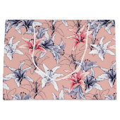 Roze en blauwe liliegpatroon groot cadeauzakje (Voorkant)