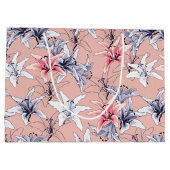 Roze en blauwe liliegpatroon groot cadeauzakje (Achterkant)