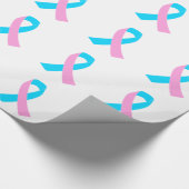 Roze en blauwe lint bewustzijn cadeaupapier (Hoek)