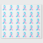 Roze en blauwe lint bewustzijn cadeaupapier (Vlak)