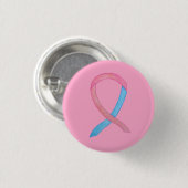 Roze en blauwe lint op aangepaste tinnen ronde button 3,2 cm (Voorkant /achterkant)