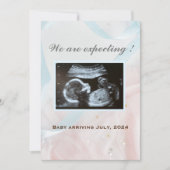 Roze en blauwe linten met ultrasone baby aankondiging (Voorkant)