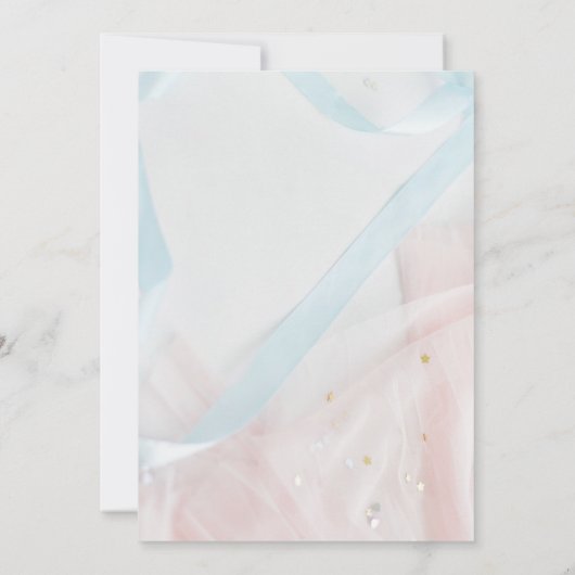 Roze en blauwe linten met ultrasone baby aankondiging (Achterkant)