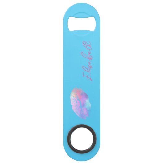  Roze en Blauwe Lips Speed Flessenopener (Voorkant)