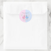 Roze en Blauwe Llama Gender Reveal Baby shower Ronde Sticker (Tas)