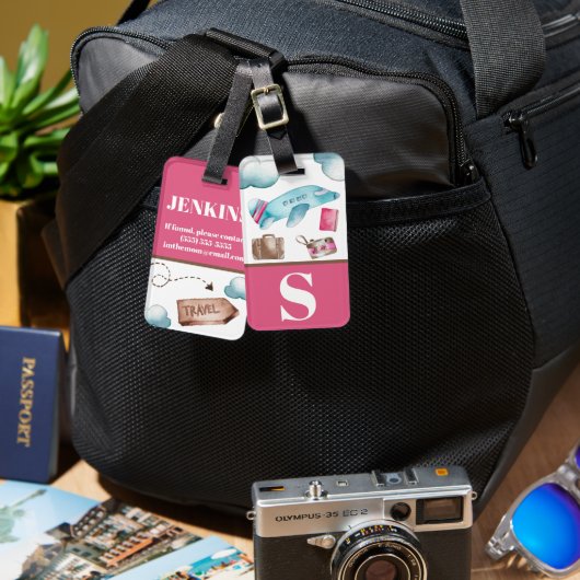 Roze en blauwe lucht Reis Gewaardeerd Kind Colour  Bagagelabel (Voorkant /achterkant)