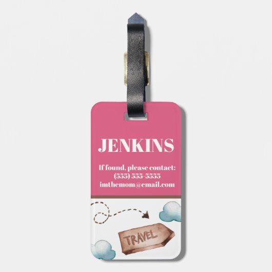 Roze en blauwe lucht Reis Gewaardeerd Kind Colour  Bagagelabel (Achterkant verticaal)