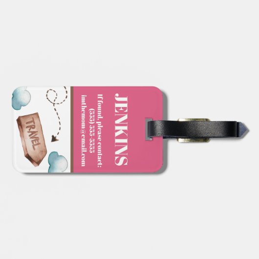 Roze en blauwe lucht Reis Gewaardeerd Kind Colour  Bagagelabel (Achterkant horizontaal)