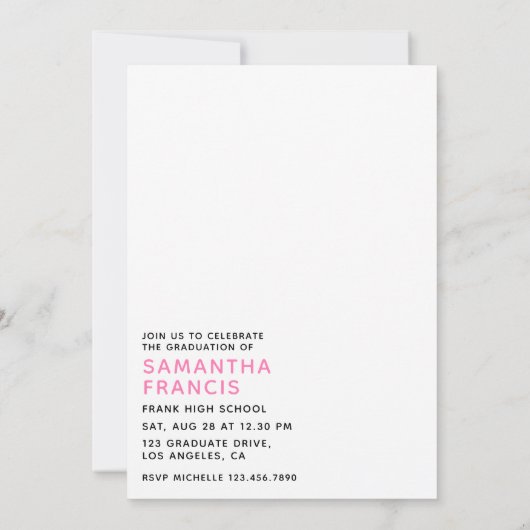 Roze en blauwe luipaard Mode Girl Graduation Party Kaart (Achterkant)