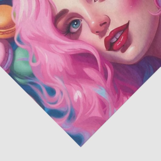 Roze en Blauwe Macaron Cutie Decoupage Papier (Detail)