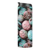 Roze en blauwe macaron met sprenkels thermosbeker (Geroteerd rechts)