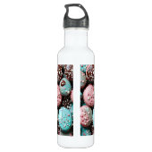 Roze en blauwe macaron met sprenkels waterfles  (Achterkant)