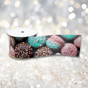 Roze en blauwe macaron satijnen lint