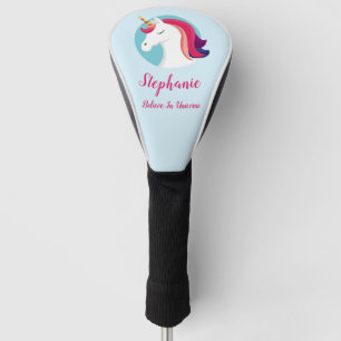 Roze en blauwe, magische unicorn - op maat gemaakt golfheadcover