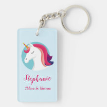 Roze en blauwe, magische unicorn - op maat gemaakt