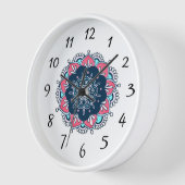 Roze en Blauwe Mandala Boho Wandklok (Hoek)