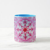 roze en blauwe Mandala-ventilator met hand geteke Mok (Midden)