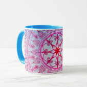 roze en blauwe Mandala-ventilator met hand geteke Mok (Voorkant links)