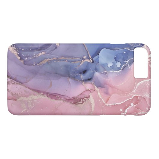 Roze en blauwe marmer Case-Mate iPhone case (Achterkant (Horizontaal))