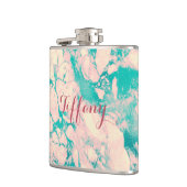 roze en blauwe marmer heupfles (Links)