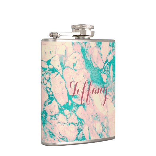  roze en blauwe marmer heupfles (Rechts)